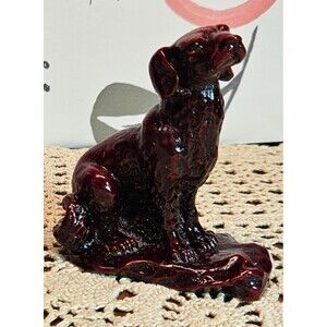 Chinese Zodiac Dog Puppy Statue Figurine Retriever Hound Mahogany Color